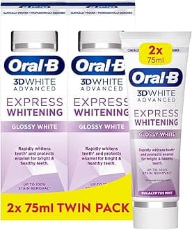 3D White Advanced Express Whitening Toothpaste Glossy White 2 x 75ml Twin Pack