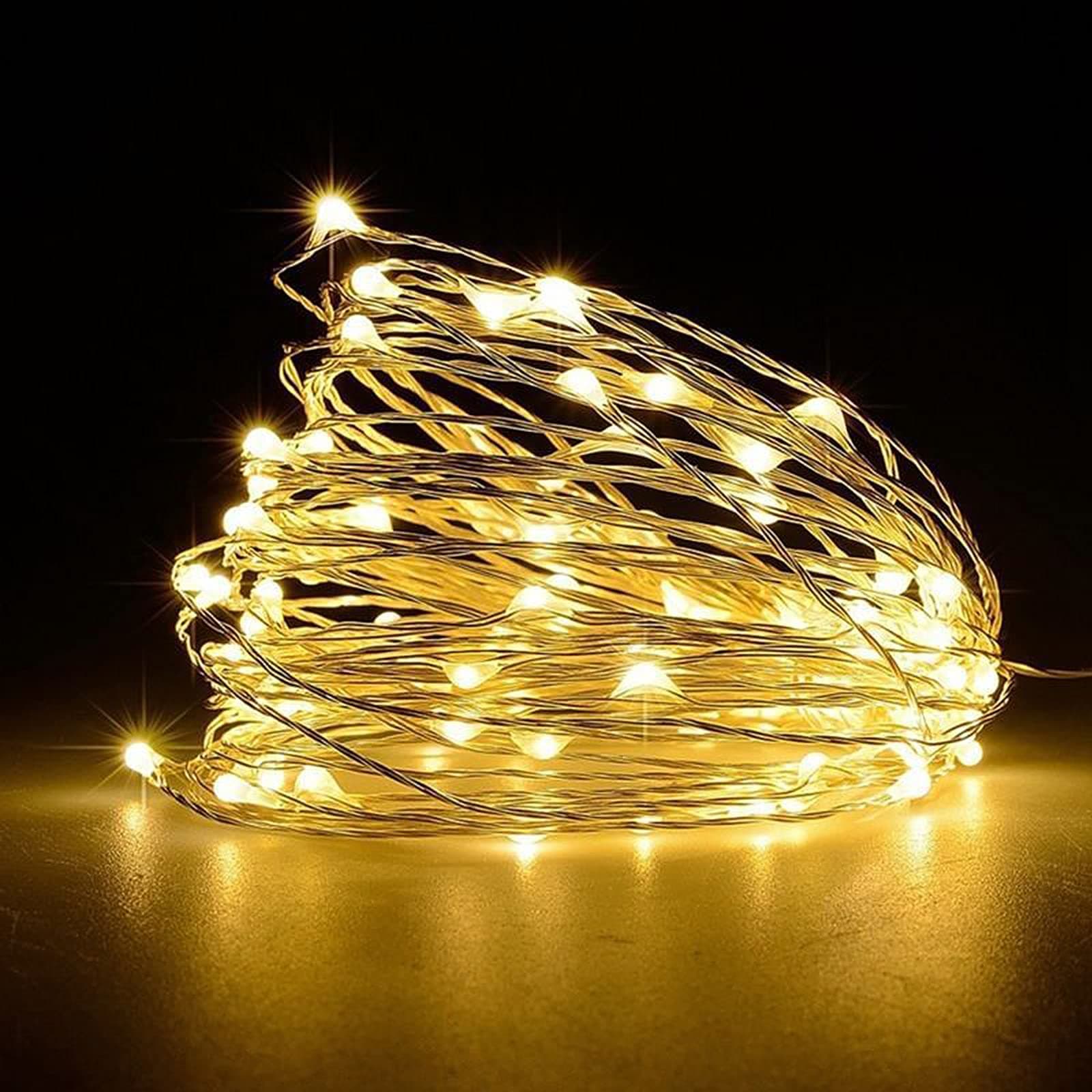 Fairy Lights, 50 LED Battery Operated String Lights Copper Wire Light for Indoor Outdoor Lighting, Bedroom, Wedding Decor, Party, Christmas, Tree Decoration(5M/16ft,Warm White)
