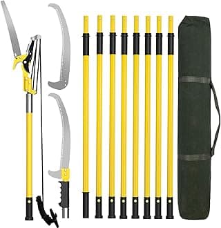 Manual Pole Saws for Tree Trimming 30 FT, [Ultra Sturdy] Tree Trimmers Long Handle Pruner with Thickened Saw Blade and Scissor, Palm Tree Trimmer for Backyard and Garden, Branch Cutter Pole Saw