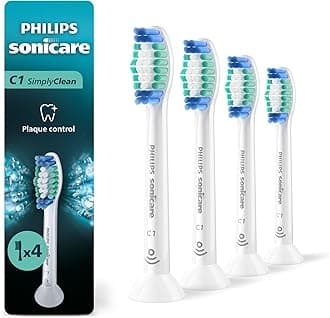 SONICARE Philips SimplyClean (C1) Replacement Toothbrush Heads, 4 Pack, HX6014/65