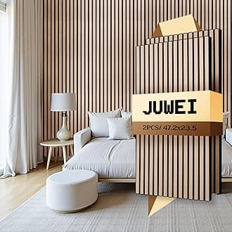 JUWEI DIRECT Wood Slat Acoustic Panels – 3D Textured Wall Panels for Noise Reduction & Modern Decor, Soundproof Panels for Bedroom, Office & Home Theater (13# Classic Oak1, 47.2 x 23.6 x 0.7 inches)