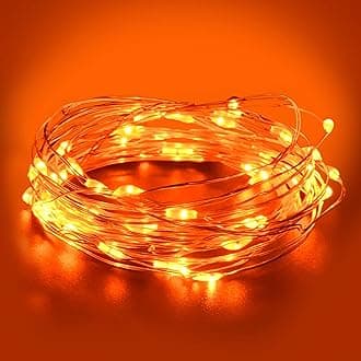 Orange Fairy Lights, 3M/10ft Amber Fairy Lights, 30 LED Halloween Battery Lights for Autumn Halloween Christmas Decorations, Fireplace, Home Decor