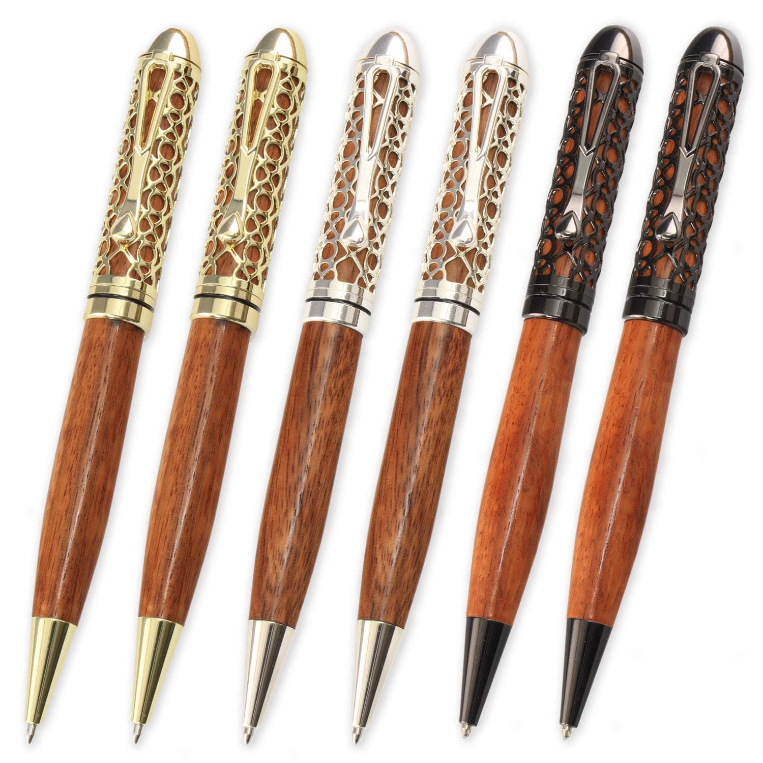 European Filigree Pen Kit - Variety, 6 Pack, Includes 2 each of Gold, Silver, Gun Metal