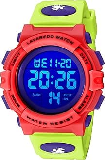A ALPSKids Watch,Boys Watch for 3-15 Year Old Boys,Digital Sport Outdoor Multifunctional Chronograph LED 50 M Waterproof Alarm Calendar Analog Watch for Children with Silicone Band,Kids Gift