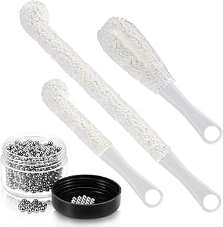 3 Pieces Decanter Cleaning Brush Flexible Bottle Scourer and 400 Pieces Reusable Decanter Cleaning Beads Household Tools for Wine Decanters Goblets Glasses Cups (White Handle)