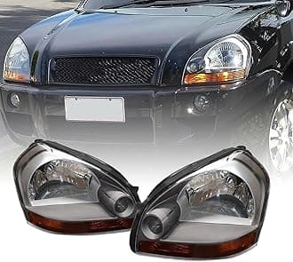 Halogen Headlight Front Headlamps Fits for 2005-2009 Hyundai Tucson # Replace Number 921012E050, 921022E050 (Driver & Passenger Side)