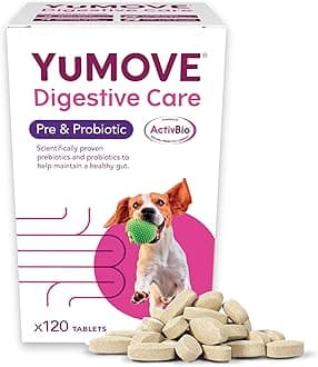 YuMOVE Digestive Care, Dog Pre and Probiotics Supplement for Gut Health and Digestive Support, All Ages and Breeds with Sensitive Digestion, 120 Tablets