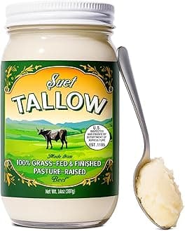 - Pasture Raised Beef Tallow, Grass-Fed & Grass-Finished, Made from Beef Suet for more nutrients, Glass Jar