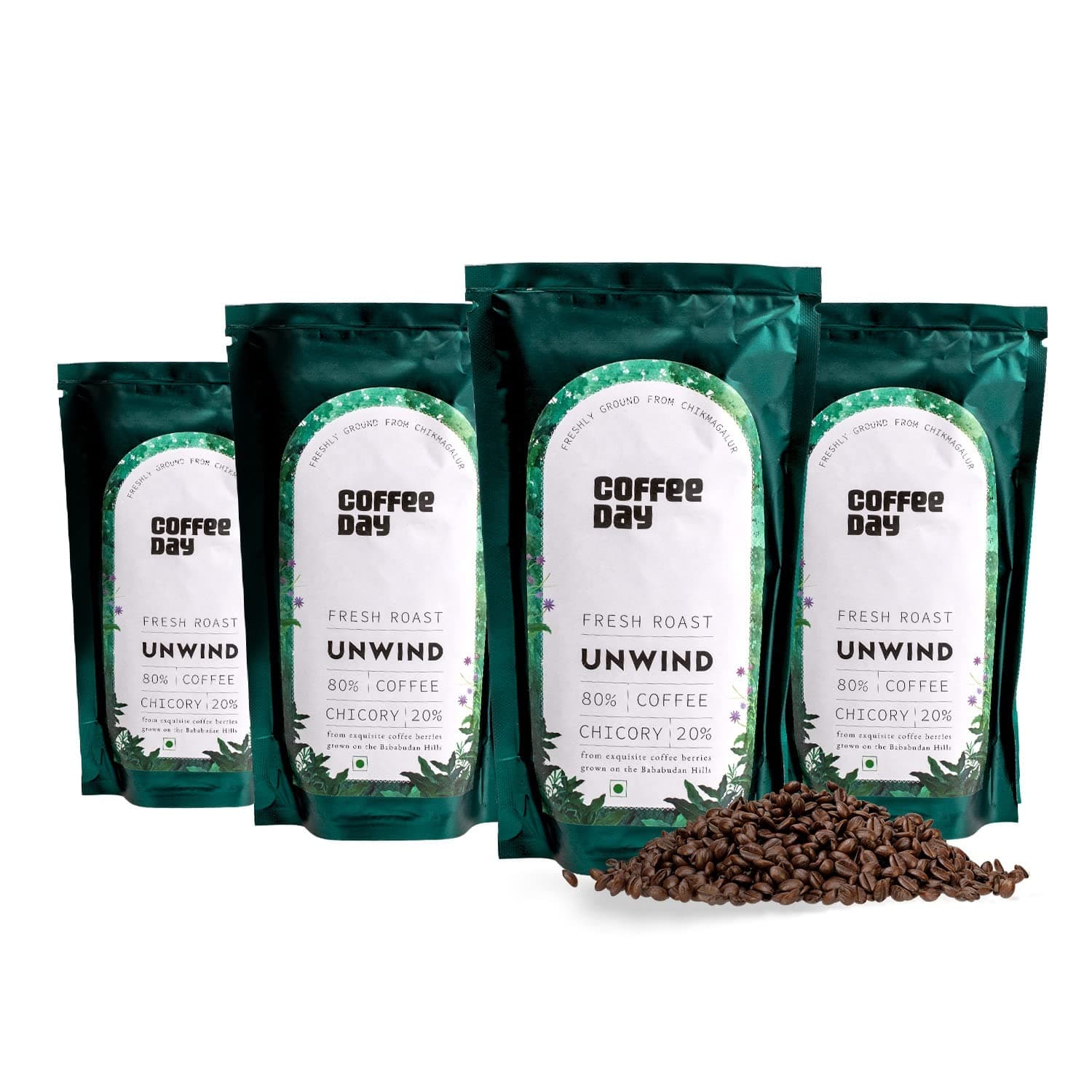 Cafe Coffee Day Unwind 200 Gm Each (Pack Of 4)| Filter Coffee Powder | 80% Coffee & 20% Chicory, Medium To Dark Roast | From Chikmagalur Estates Packet