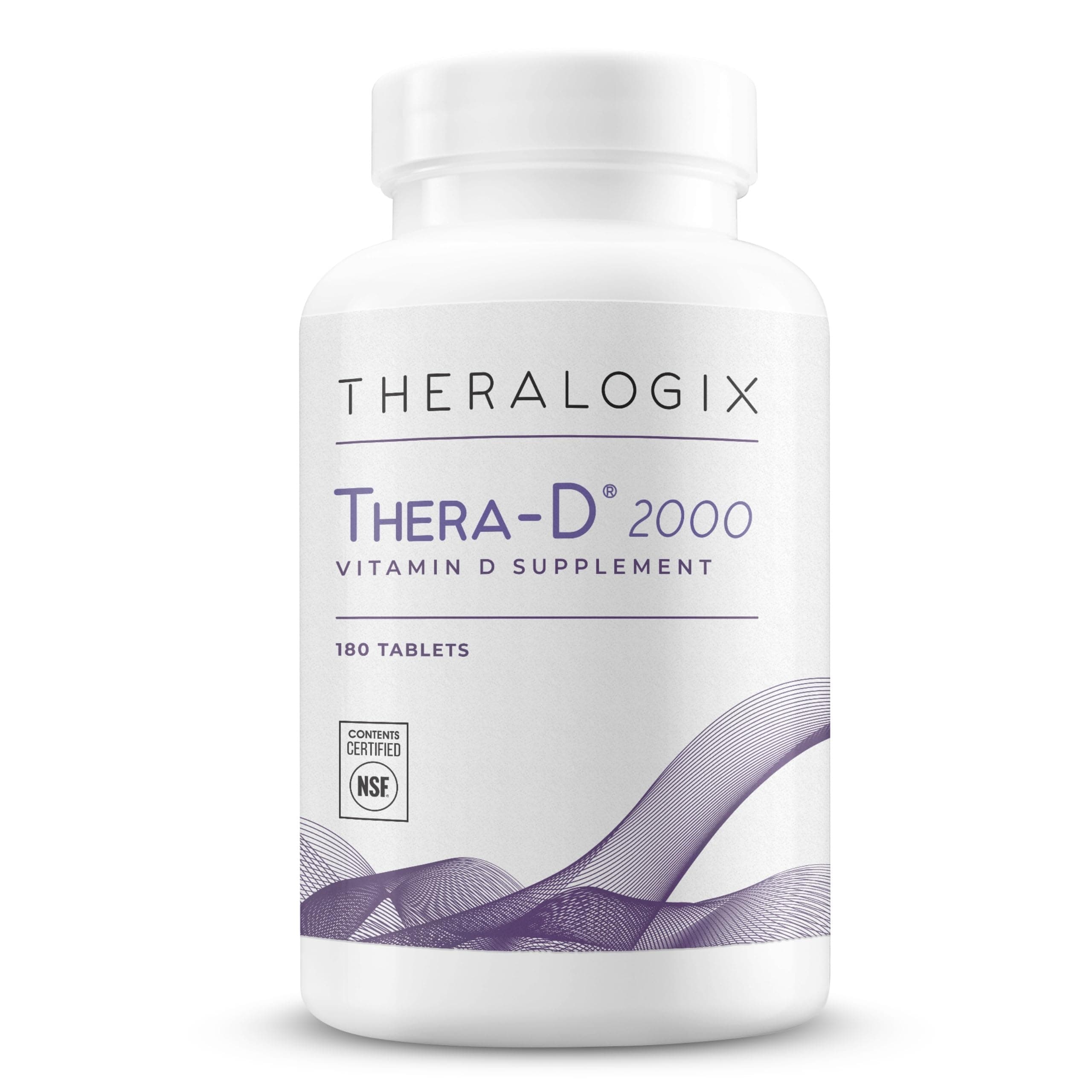Theralogix Thera-D 2000 Vitamin D Supplement - 2,000 IU (50 mcg) Vitamin D3 Tablets - 180-Day Supply - Immune Support Supplement for Women & Men - Aids Bone & Heart Health - NSF Certified -180 Tablets