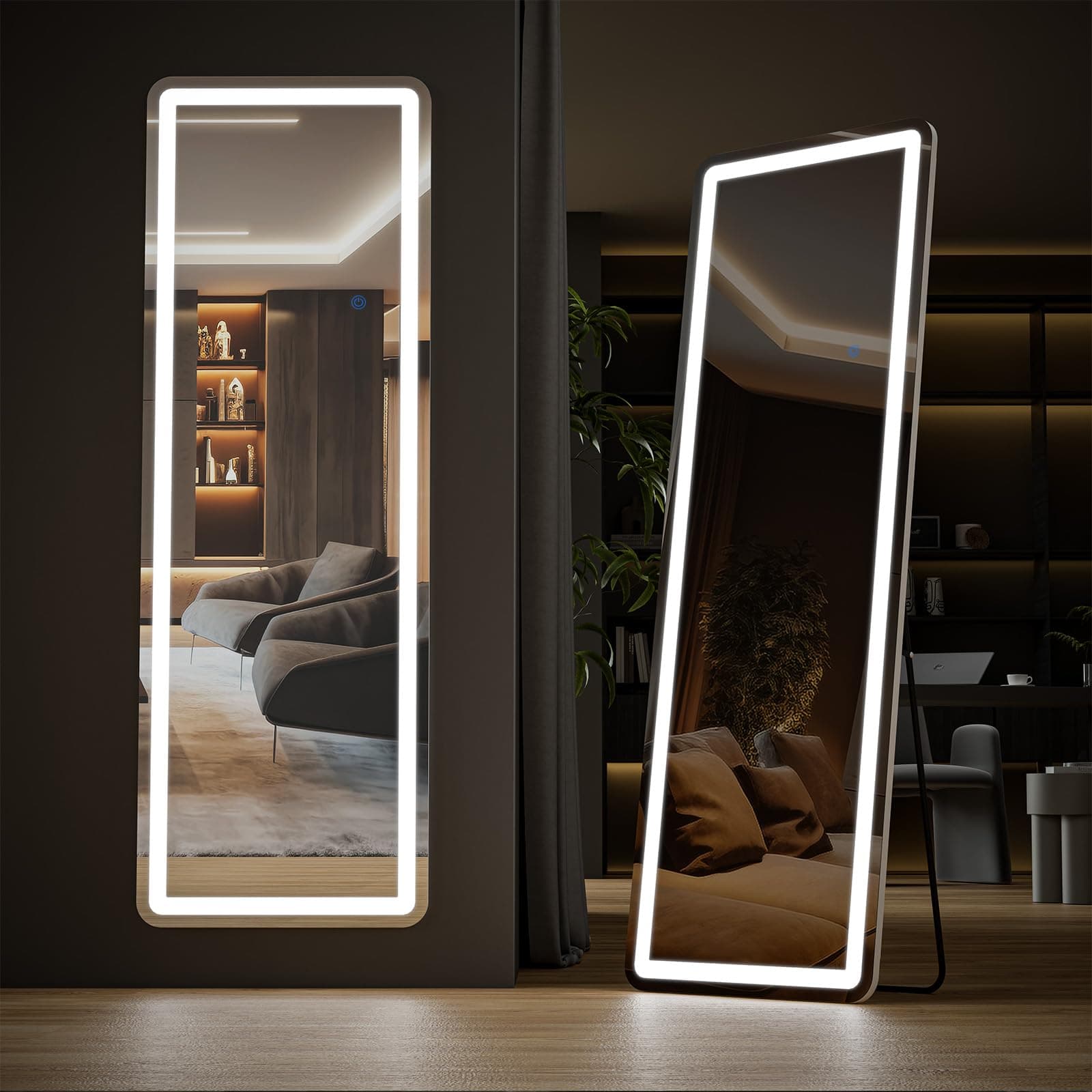 DUMOS 20"×63" Full Length Mirror with Light, LED Floor Full Body Mirror with 3 Color Lighting, Wall Mounted Stand Mirror for Bedroom, Dressing Room, Living Room, Bathroom