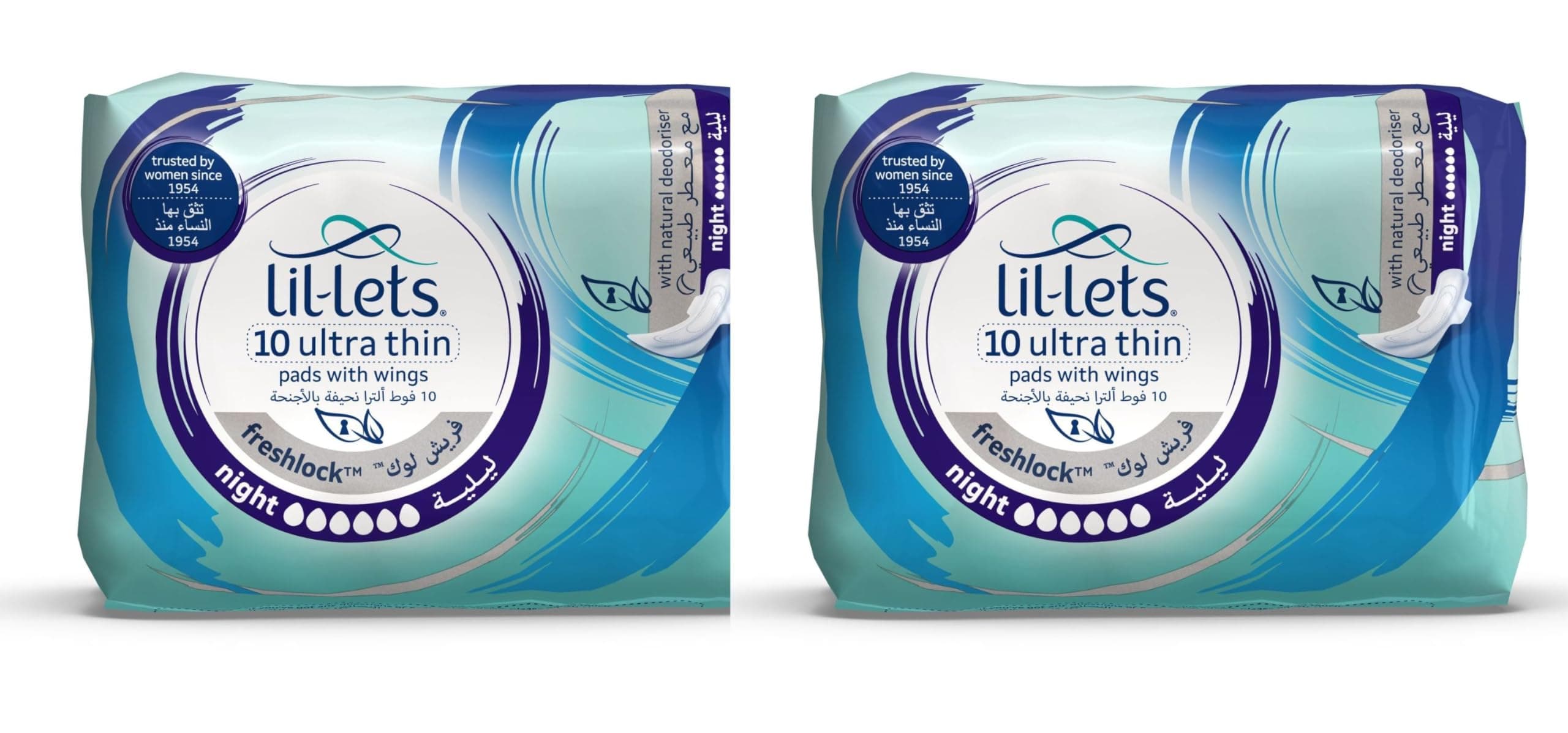 Freshlock Ultra Thin Night Pads-Pads With Wings for Extra Security-Super Soft Cotton Feel-Leak Proof Protection-Amazing Comfort-With Natural Deodoriser-Fragrance Free-20 units(Twin Pack)