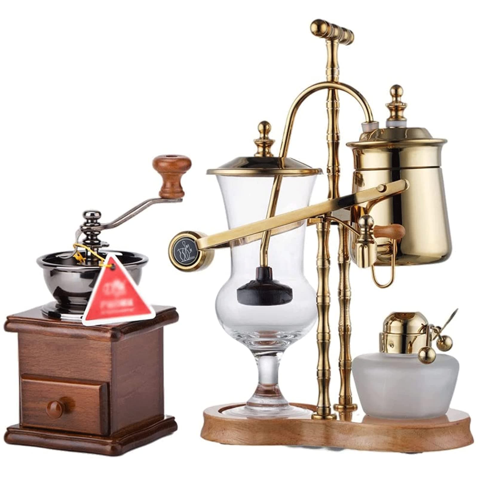 XIEAE Premium Modern Siphon Coffee Maker，Elegant Double Ridged Fulcrum Coffee Maker with Tee Handle，Easy to Clean Iced Coffee Maker Office