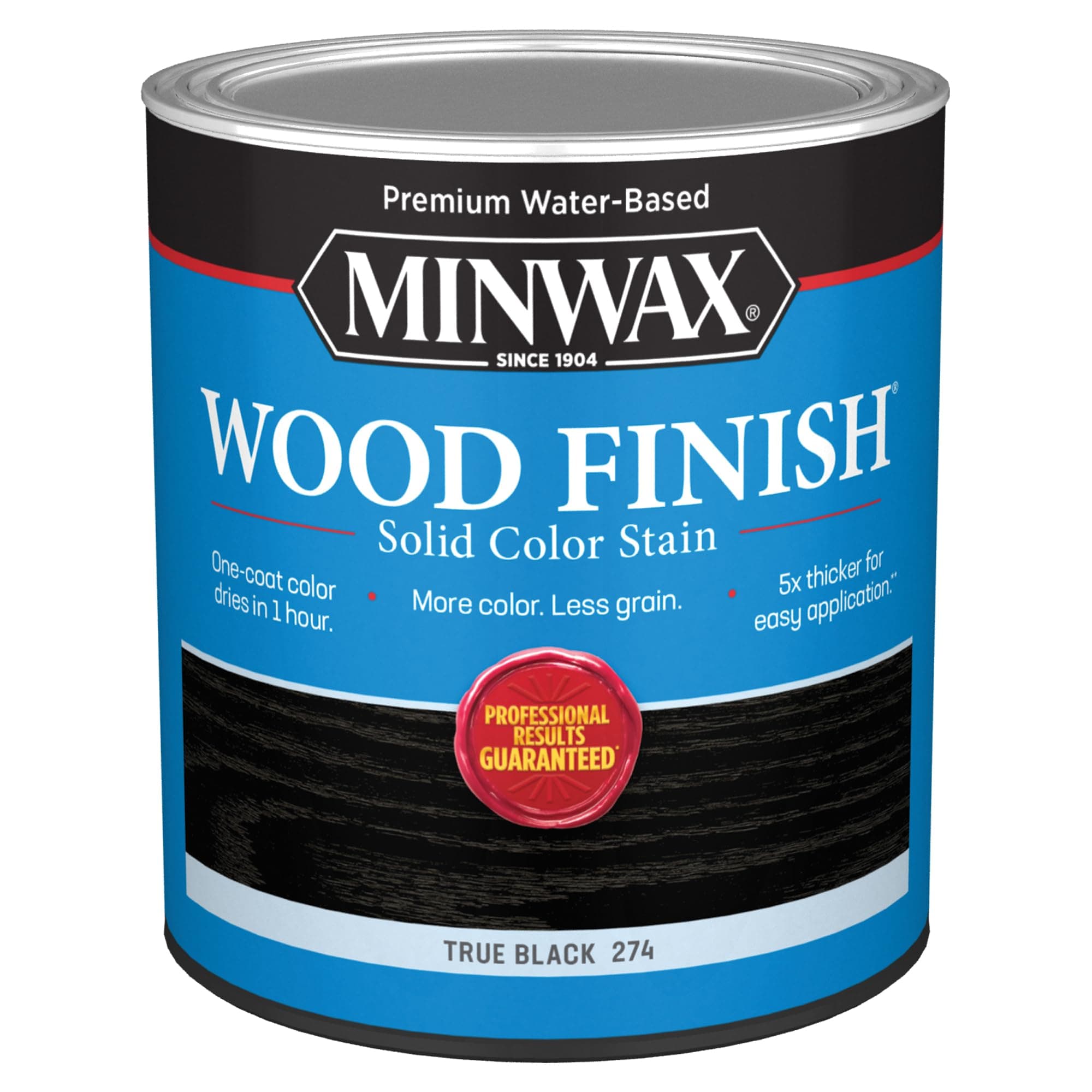 Wood Finish® Water-Based Solid Color Stain, True Black, 1 Quart