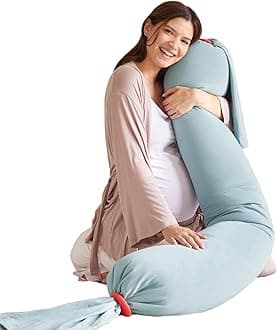 BBHugme Pregnancy Pillow - Long Body Pillow with Cooling Technology - Ideal Pregnancy & Nursing Pillow - Comfortable Body Support and Temperature Regulation- Versatile Multi-Use Maternity Pillow