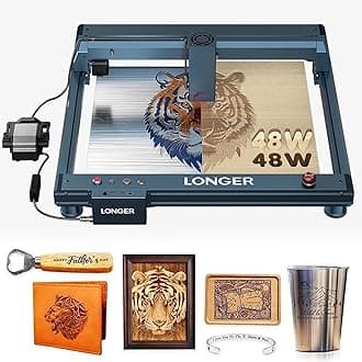Longer B1 40W Laser Engraver, 48000mW Output Laser Cutter Machine with Auto Air Assist, Engraving Area 17.72"x17.32", DIY Laser Engraver for Wood and Metal，Engraving Speed of 36000 mm/min