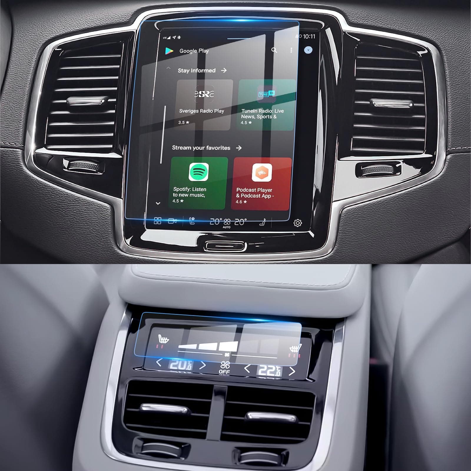 Car Screen Protector for Volvo Accessories 2016-2025 XC90/XC60/XC40/S90/S60/V90/V60 8.7 inch + AC Climate Control Touch Screen Mil-Grade 9H+ Tempered Glass HD [No More Glare& Fingerprint] 2-Pack