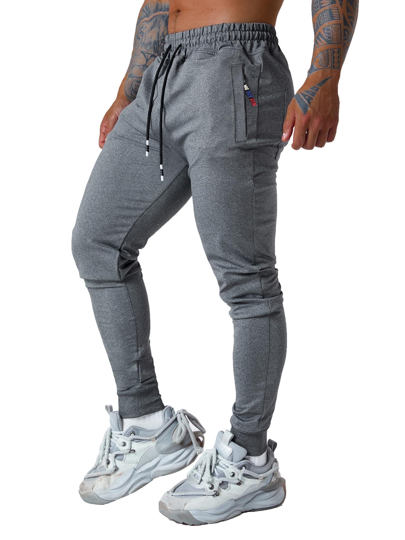 Mens Active Athletic Workout Jogger Sweatpants for Men with Zipper Pocket and Drawstring Size S-2XL