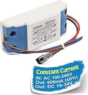 Chanzon LED Driver 600mA (Constant Current Output) 18V-34V (In: 100-240V AC-DC) (6-10)x3W 18W 20W 21W 24W 27W 30W Power Supply 600 mA Lighting Transformer for High Power 20 W COB Chips (Plastic Case)
