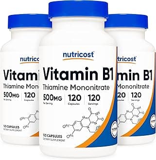 Vitamin B1 (Thiamin) 500mg, 120 Capsules (3 Bottles)