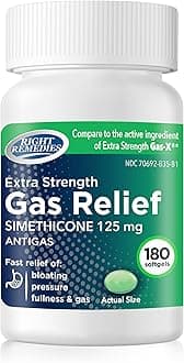 Gas Relief Extra Strength, 125mg Simethicone, (180 Softgels), Fast Relief from Gas, Bloating, Fullness, Painful discomfort, Compare to Gas-X Extra Strength Active Ingredient