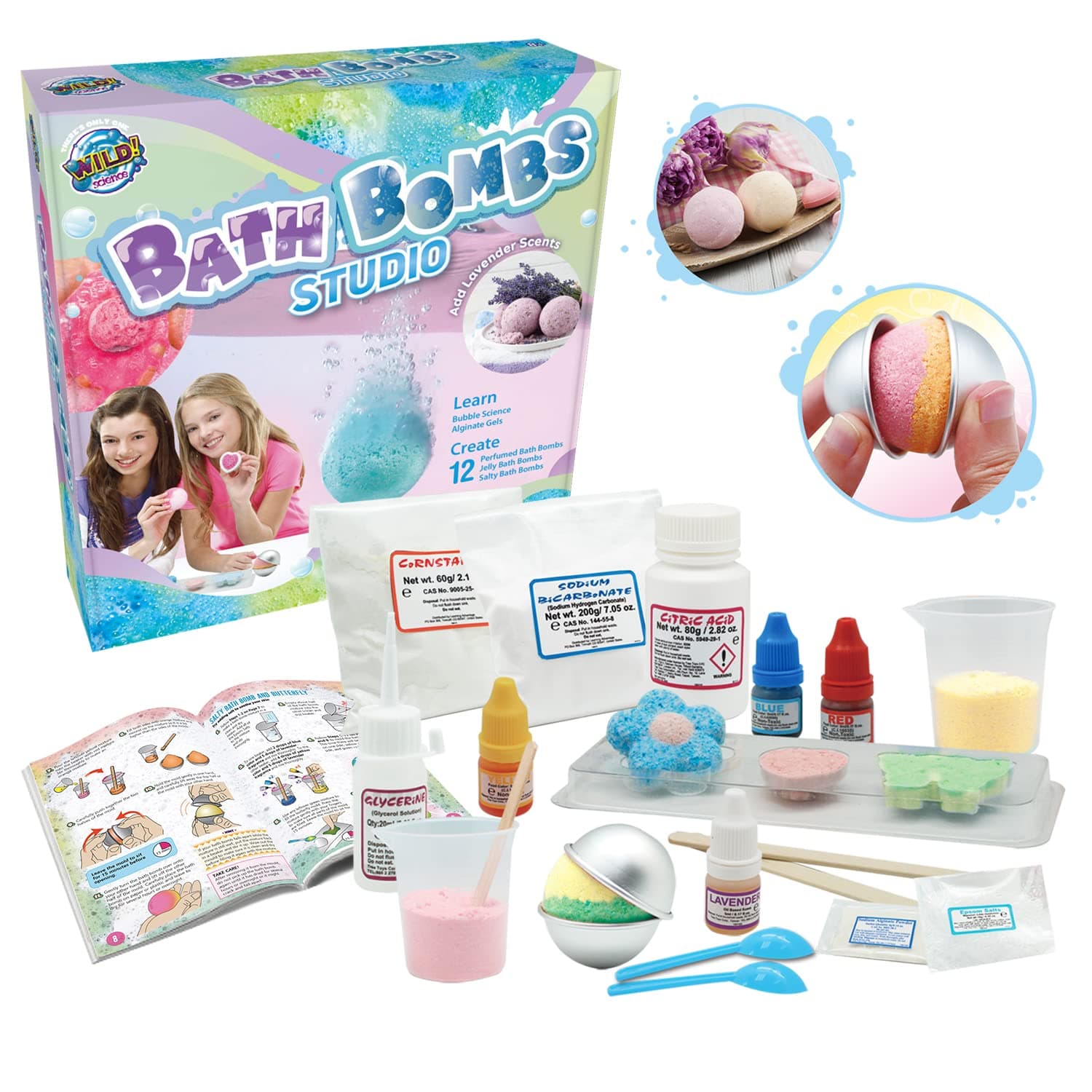 – Bath Bomb Studio - Fun & Educational Bath Bombs for Kids - Perfect Girls Birthday Presents - Make Fizzing Lavender Scented Bath Bombs - Includes Easy to Follow Discovery Booklet