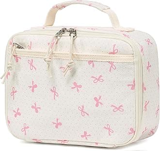 LEDAOU Lunch Bag Kids Insulated Lunch Box Girl Boy Insulated Reusable Lunch Bag for School Picnic Hiking Work (Pink Bow)