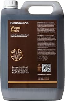 Furniture Clinic Wood Stain (Mahogany) – Fast Drying, Highly Concentrated, and Easy-to-Apply Wood Stain for All Indoor & Outdoor Wood – Water Based & Non-Toxic – 5L