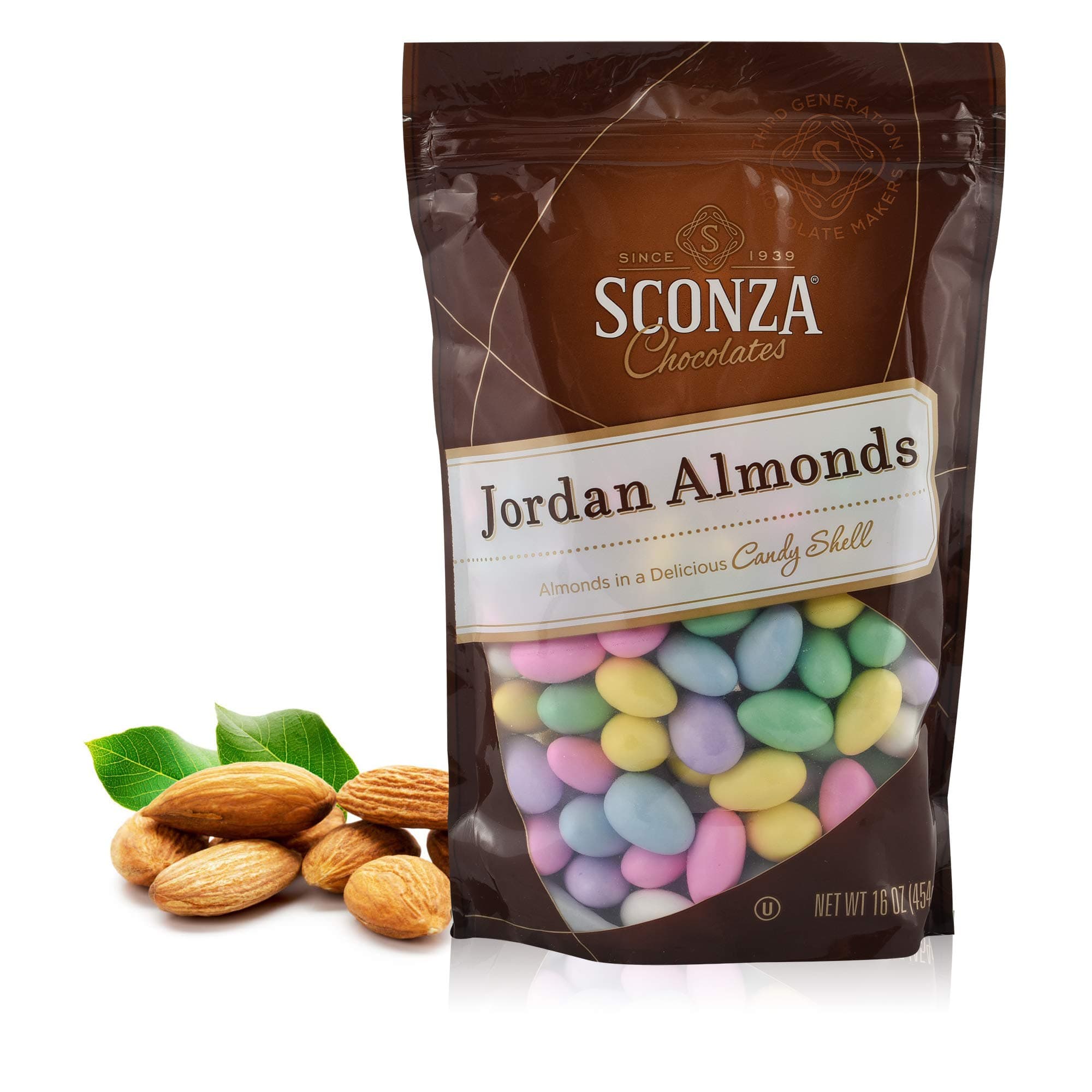 Assorted Jordan Almonds | Candy Coated California Almonds | Made in the USA |Pack of 1 (16 Ounce)