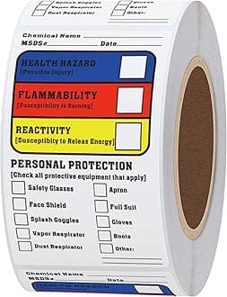 300pcs Blank Writeable Sign SDS MSDS Chemical Name HMIG Write-in 2.5" x 1.5" Sticker Label for Warning Workplace Personal Check Secure Material Labeling