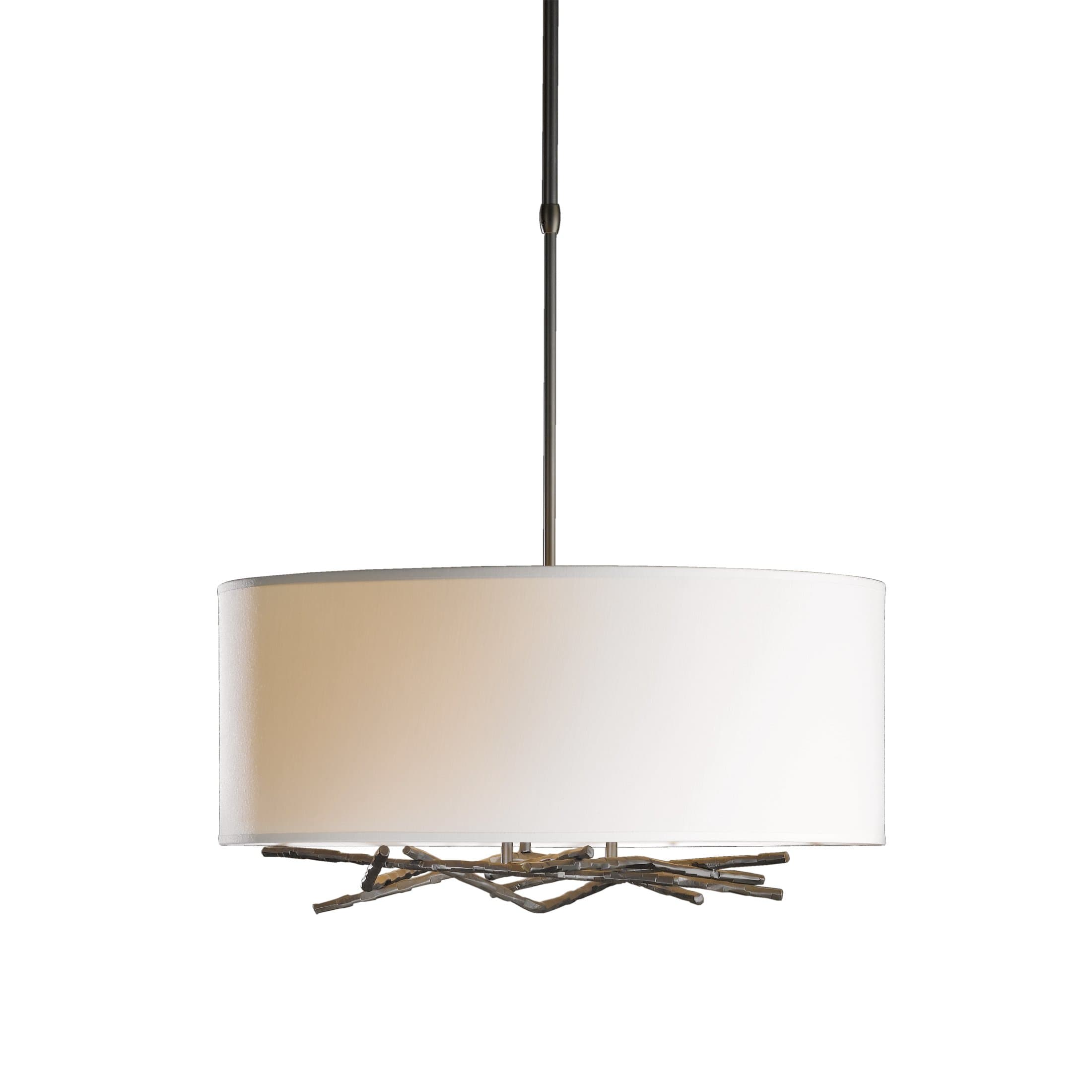 Hubbardton Forge 137665-1007 Brindille Drum Shade Pendant, Mahogany/-Eclipse