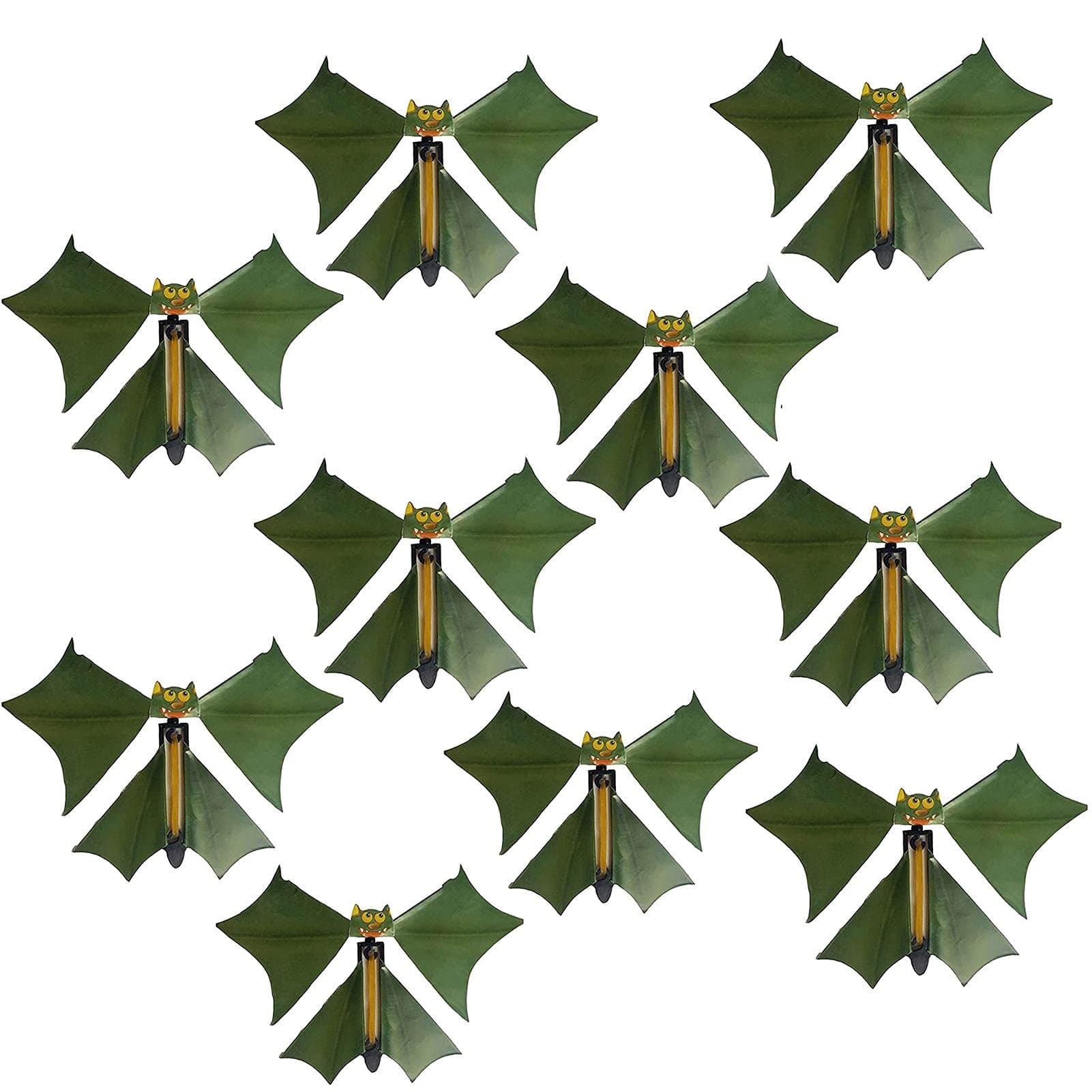 meimiaoMagic Flying Bat Anytec 10PC Wind up Bat Flutter Card Prank Flying Paper Bats for Funny Halloween Card Gift Toys (Random Color)