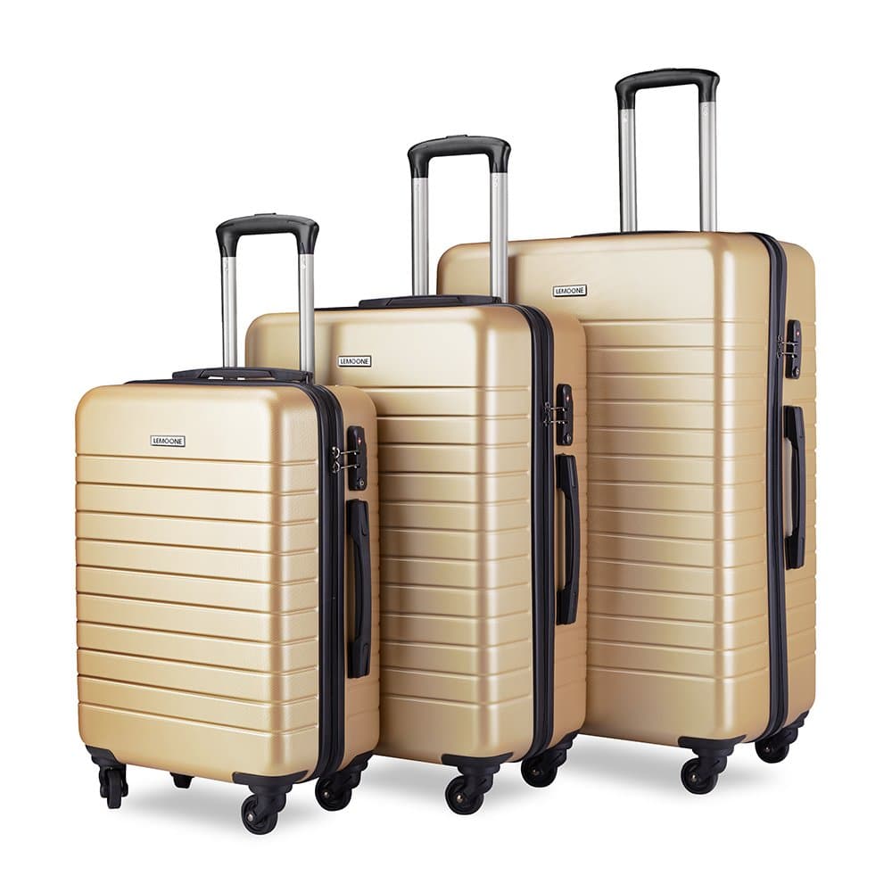Luggage Sets Spinner Hard Shell Suitcase Lightweight Luggage - 3 Piece (20" 24" 28") - Galaxy (Champagne)
