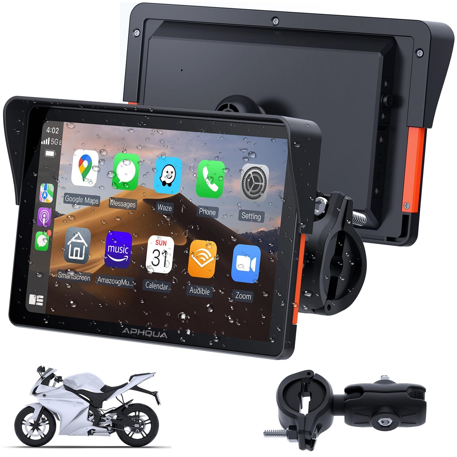 Carplay & Android Auto for Motorcycle: 7 Inches Waterproof Wireless Motorcycle Carplay Android Auto Moto with Dual Bluetooth, Voice Control, Navigation, Music, Phone Calls, Airplay