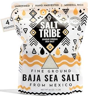 Salt Tribe™ | Baja Sea Salt | Mineral Rich | 90+ Trace Minerals | Fine Ground | Hydration Support | Sal Organica | Low Sodium | Organic & Unrefined | Single Origin Mexico | 4 Pounds