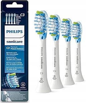 Philips Sonicare Original C3 Premium Plaque Defence Standard Sonic Toothbrush Heads - 4 Pack in White (Model HX9044/17)