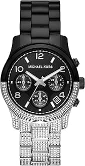 Michael Kors Runway Women's Chronograph Movement Watch with Stainless Steel Ceramic Leather Strap