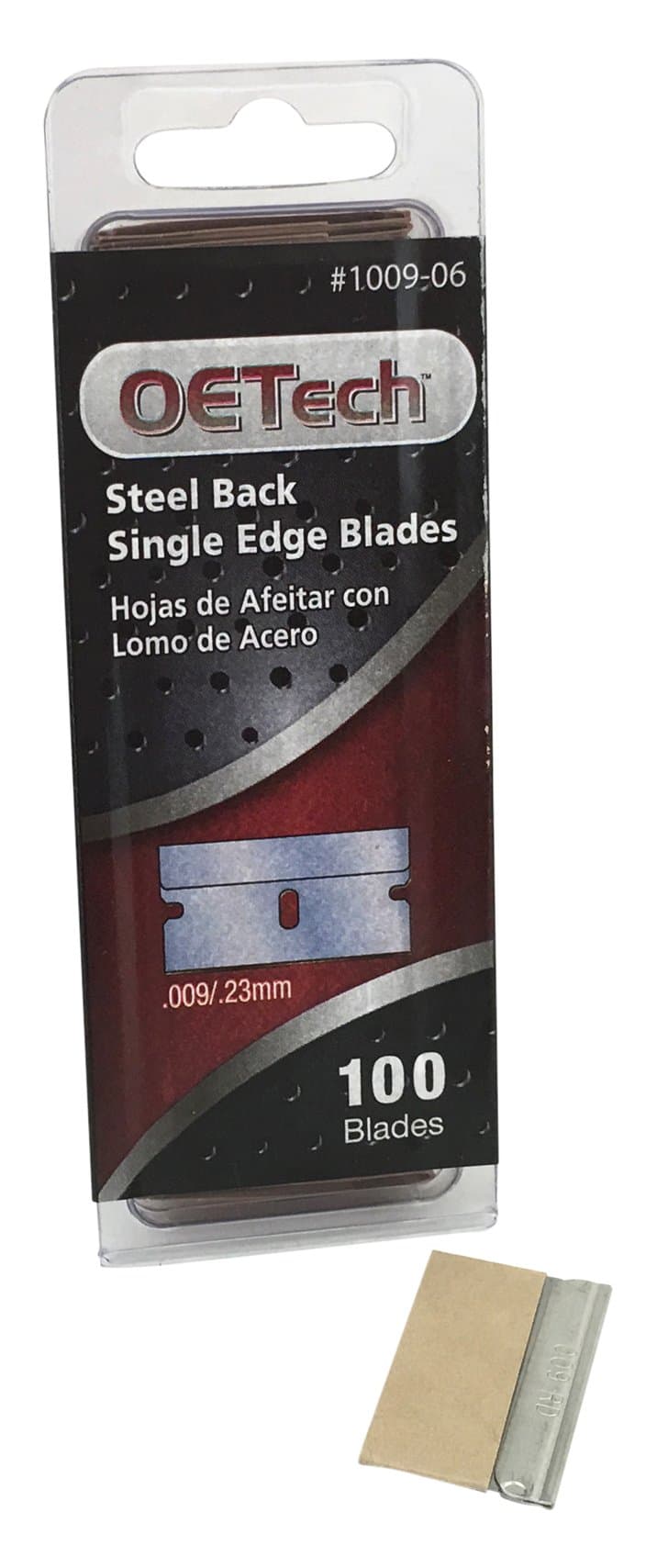 OETech Steel Back Single Edge Razor Blades #1009-06, 100 Piece