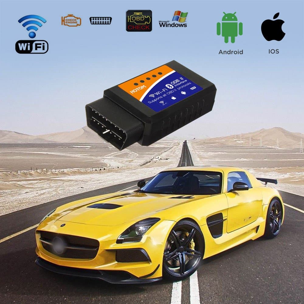 HOTOM BDII OBD2 ELM327 Interface WiFi Wireless Car Auto Diagnostic Scanner Scan Tool Adapter Reader for Apple iPhone and Android