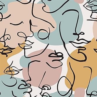 Abstract Art Peel and Stick Wallpaper,300 * 44.5cm Abstract Face Colorful Human Face Pattern Contact Paper Removable Waterproof Wallpaper Vinyl Self Adhesive Wallpaper for Living Room Bedroom