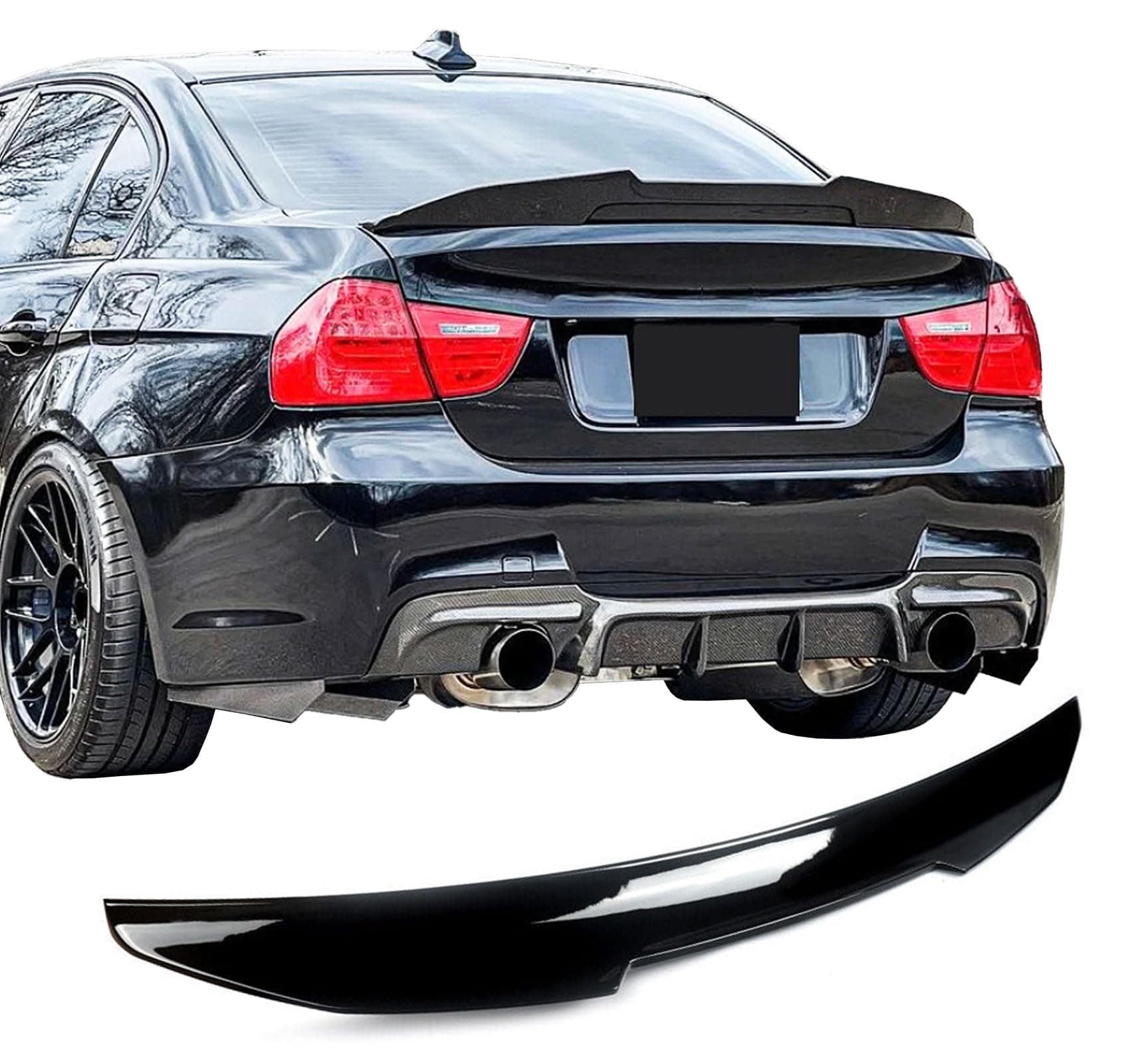 Rear Spoiler for BMW 3 Series E90 M3 Sedan Trunk Spoiler Wing 2006-2011 Trunk Tail Rear Trunk Lid,Glossy Black Performance - PSM Style