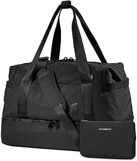 Weekender Bags for Women, BAGSMART Travel Duffel Bags with Shoe Compartment,Personal Item Travel Bag for Airlines, Carry on Overnight Tote Bag with Toiletry Bag(Black,2pcs)