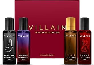 Villain The Alpha Collection Perfume For Man | Long Lasting Smell, 4 x 20ml, Revolver, Desire, Oud, Snake | Scent For All Day Masculine Fragrance | Eau De Parfum for Christmas, Wedding Gift for Men