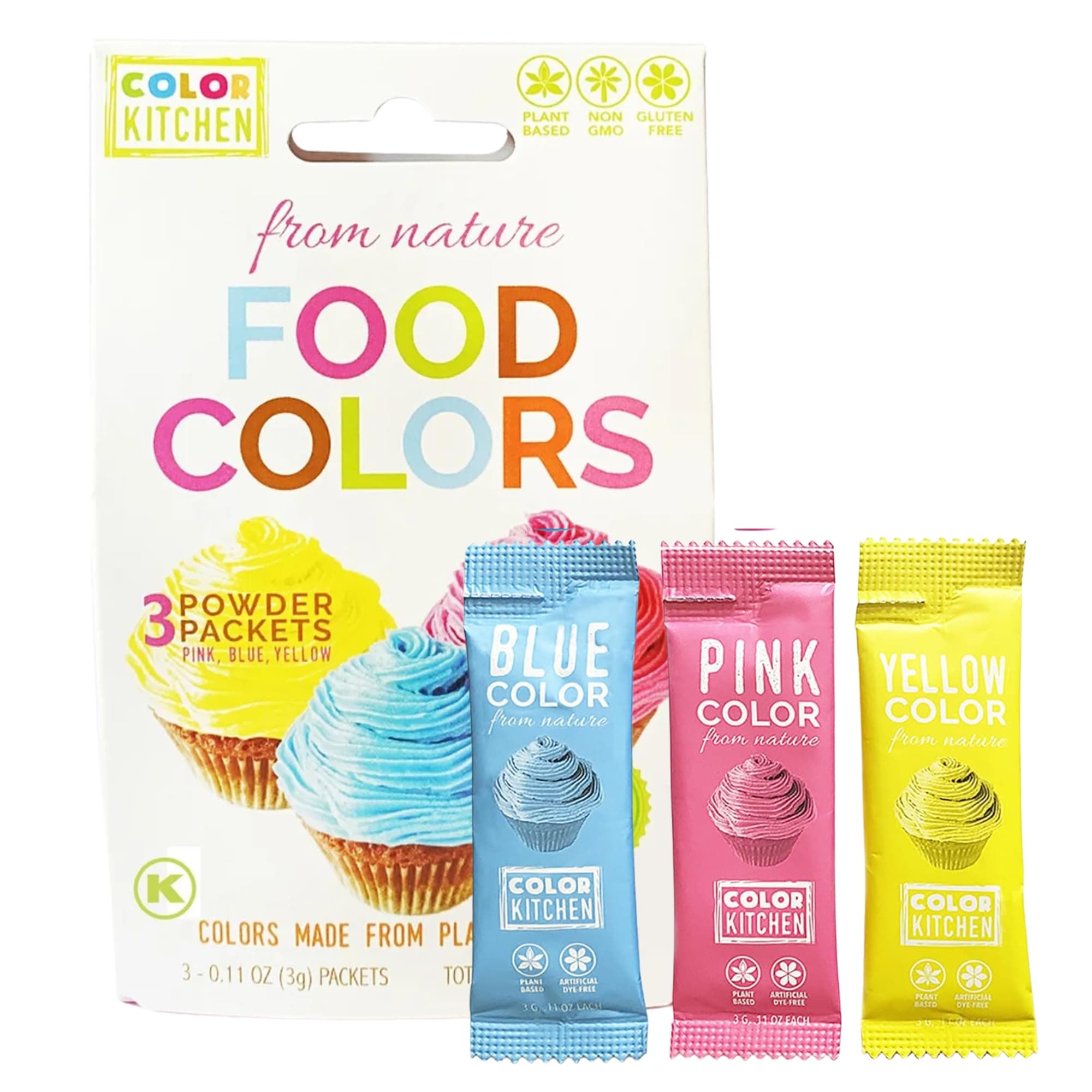 Color Kitchen Food Coloring 3 Pack – Plant-based Colors, Artificial Dye-free, Gluten-free, Non-GMO, Kosher, Vegan, Colors for Frosting and Natural Healthy Baking, Soy free (3 Colors)
