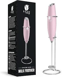 Bean Envy Milk Frother, Coffee Stirrers, Frother Wand, Milk Frother Handheld, Frother with stand, Hand Blender for Coffee, Lattes, Cappuccino, Matcha and Hot Chocolate – Kitchen Gifts - Pink