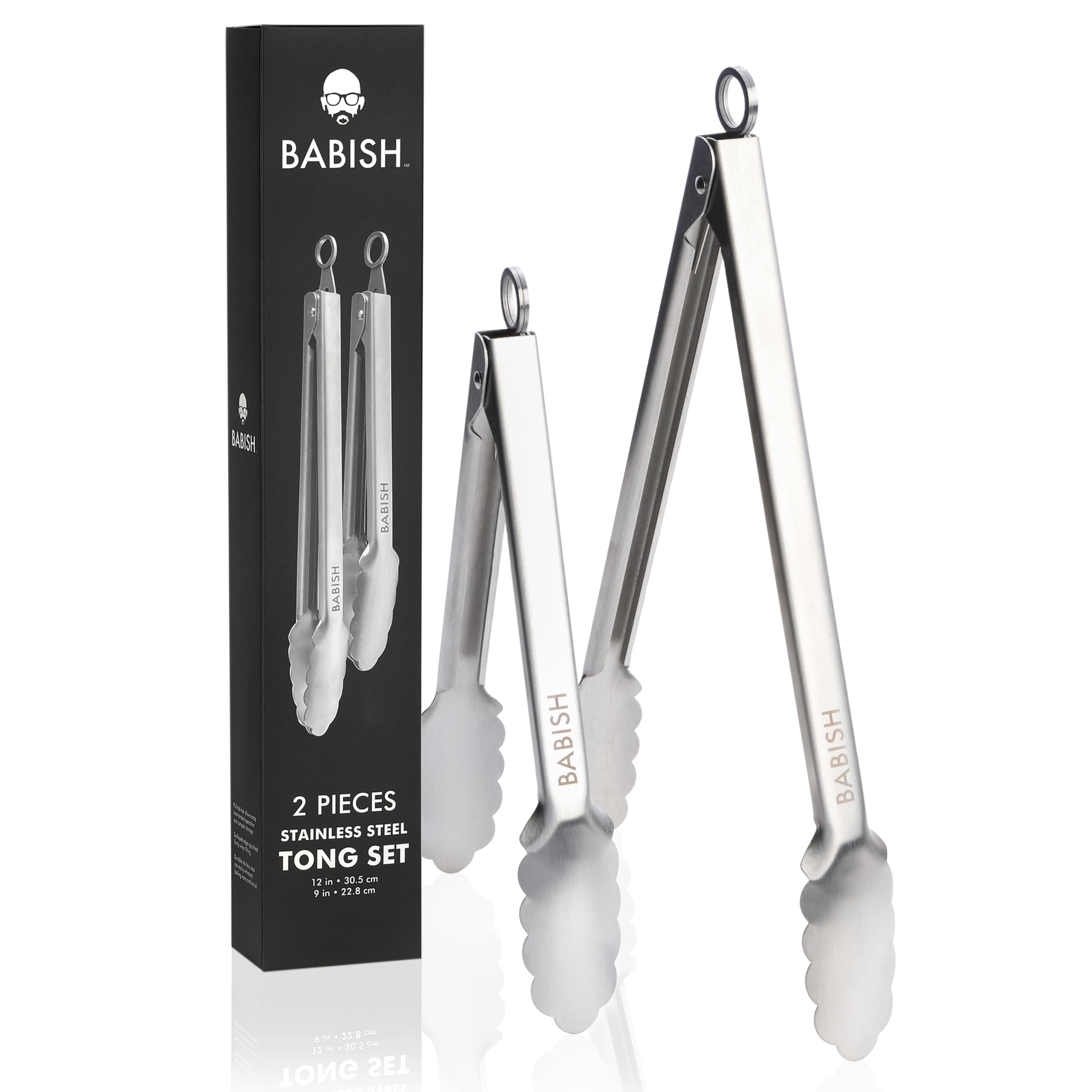 12” & 9” Locking Kitchen Tong Set, Stainless Steel