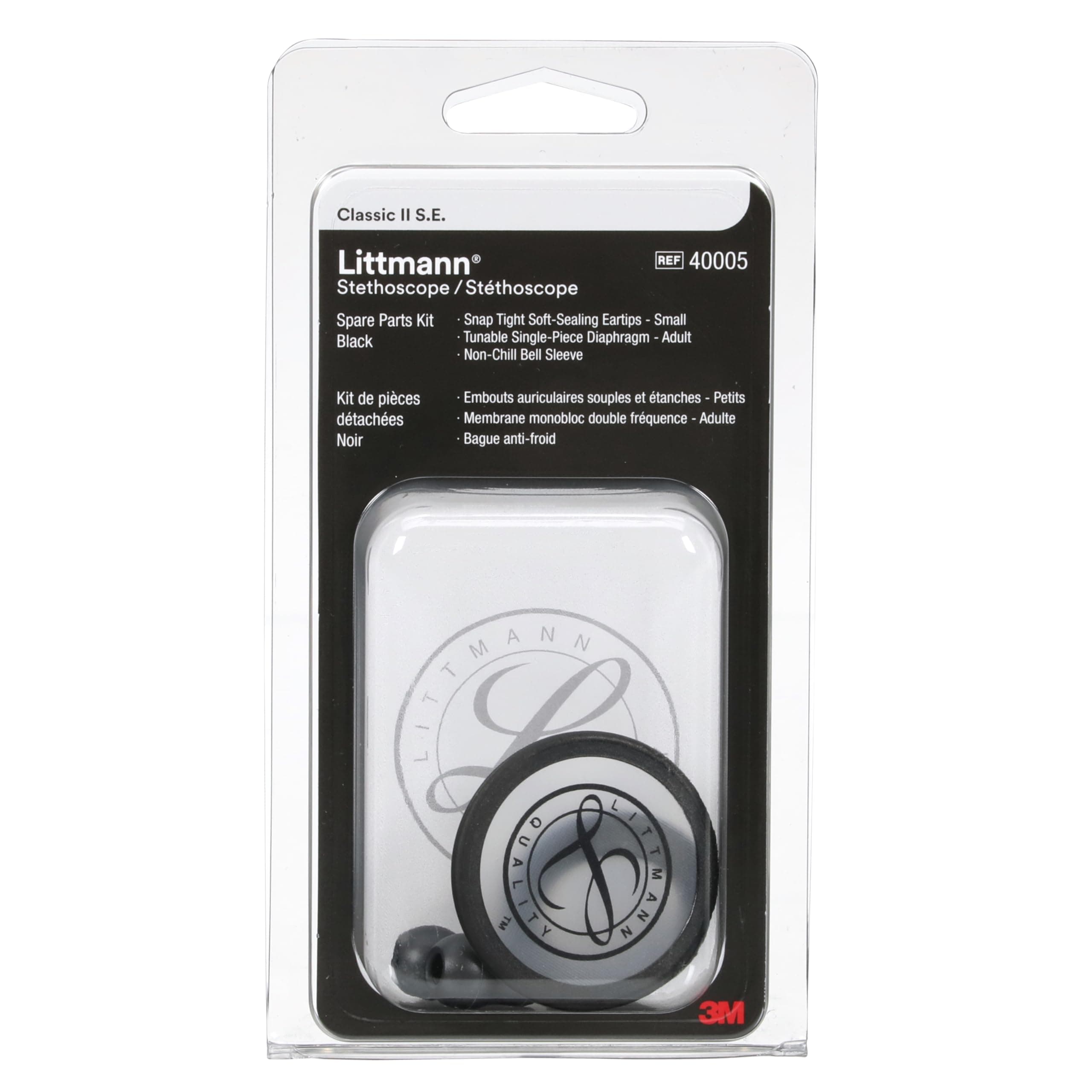3M Littmann Stethoscope Spare Parts Kit, Classic II S.E., Black, 40005