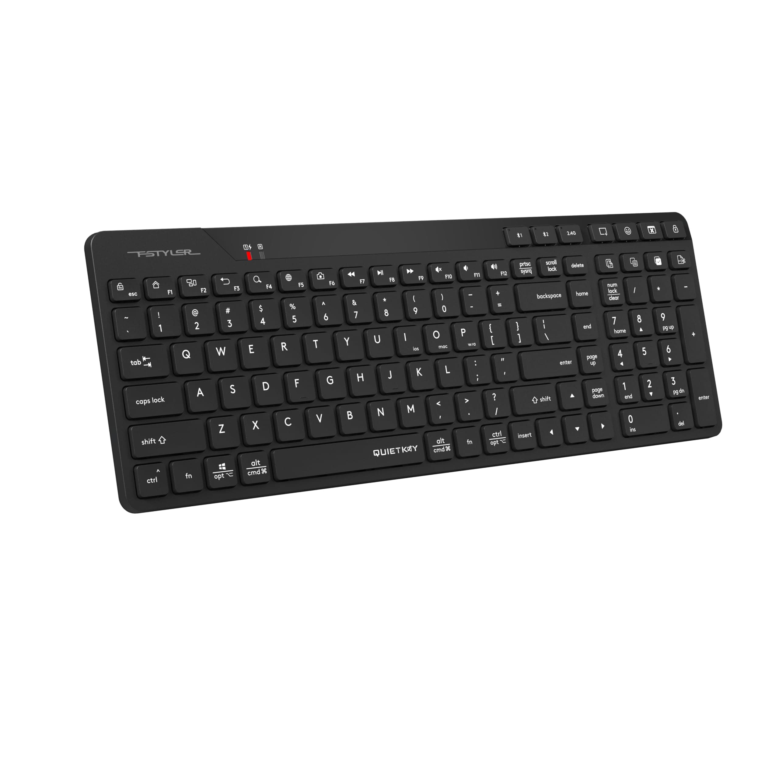 Bluetooth & 2.4G Rechargeable Keyboard (FBK27C AS) - Dual Connectivity, QuietKey Technology, Multi-Device Pairing, Ultra-Slim Keycaps, for Windows, Mac, iOS, Android