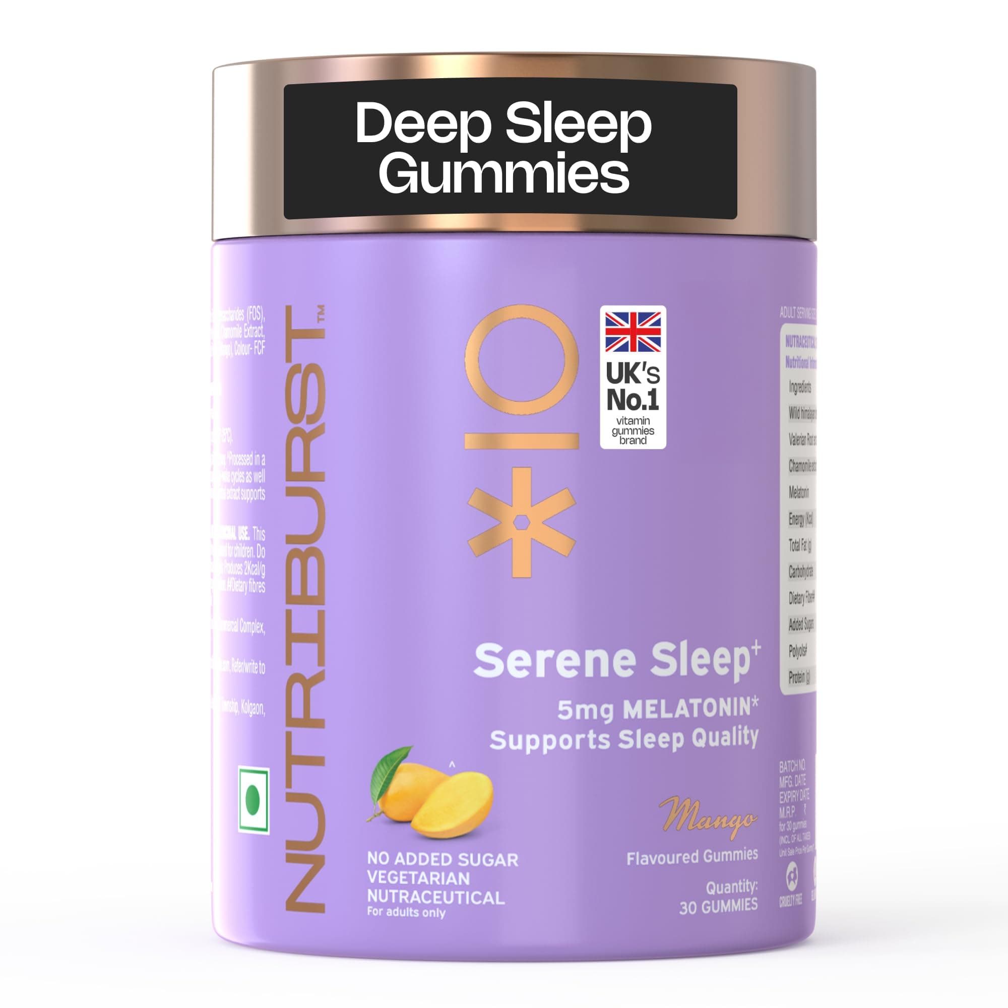 Serene Sleep 5MG Melatonin Gummies for Quality Deep Sleep, Fresh Wake Up | No Stress & Anxiety | Natural Non-Addictive, Non Habit Forming Sleep-Aid | Mango Flavor (30 Gummy)
