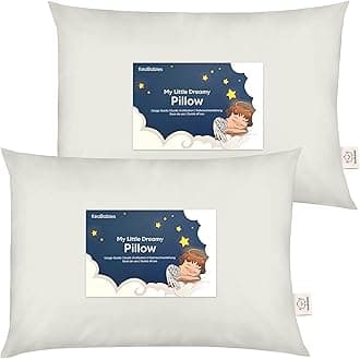 KeaBabies 2-Pack Toddler Pillow 13x18 - Soft Organic Cotton Kids Travel Bed Pillows for Sleeping, School, Nap, Machine Washable, Toddlers 2 to 5, Pillowcase Sold Separately (Pearl Gray)